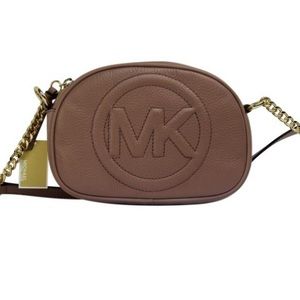 New michael Kors top zip brynn oval leather crossbody bag